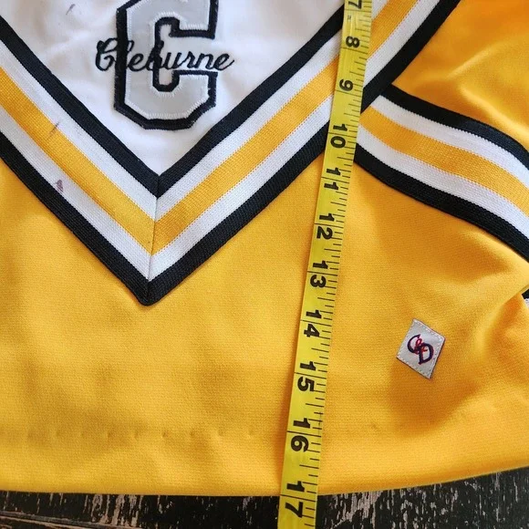 Vtg VARSITY School Cheerleader Uniform Top Skirt Cheer Costume XLY 9-13 Yellow - Picture 10 of 13